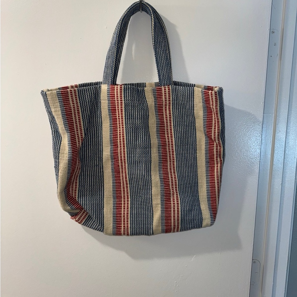 J. Jill Large Woven Striped Beach Bag